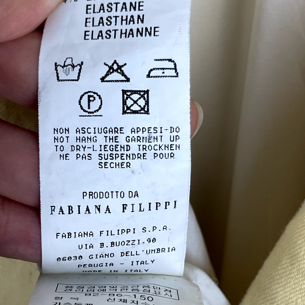 Fabiana Filippi Linen Blend Dress Womens XS Yellow Midi Sleeveless V-Neck Italy - Picture 15 of 15